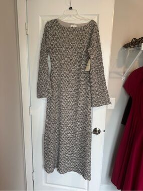 Grey Knit Long Sleeve Midi Dress from Bohme